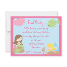KRW Niedlich Mermaid Pool-Party Einladungen