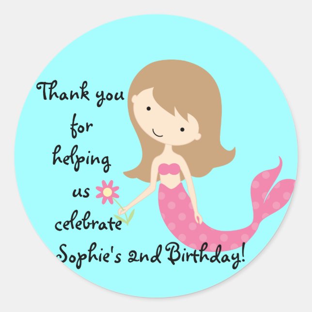 KRW Niedlich rosa Mermaid Custom Sticker (Vorderseite)