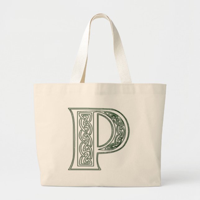 KRW - P - Keltische Monogramm-Tasche Jumbo Stoffbeutel (Vorne)