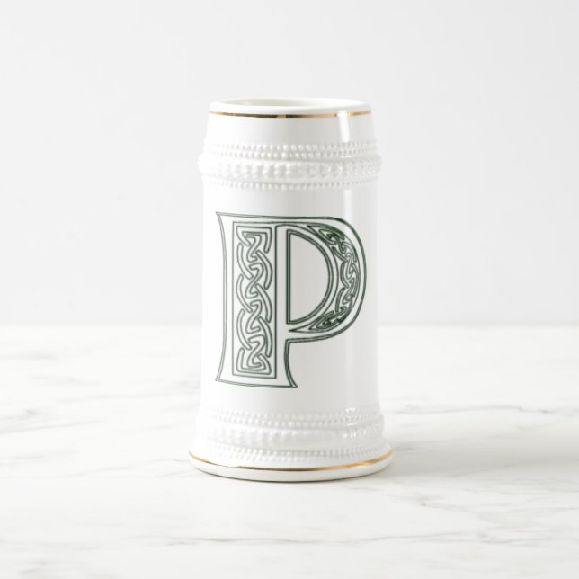 KRW - P - Keltischer mit Monogramm Stein Bierglas (Mittel)
