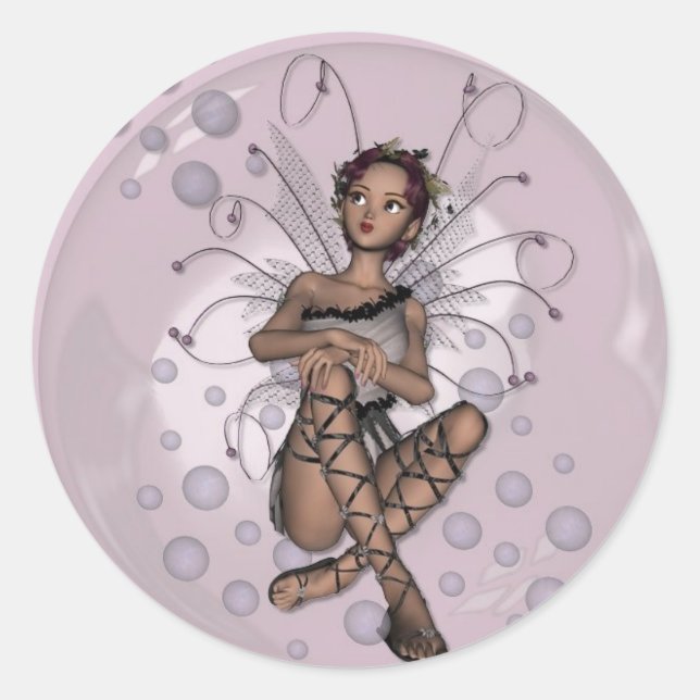 KRW Pink Bubble Fairy Runder Aufkleber (Vorderseite)