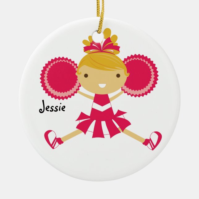 KRW Pink Cheerleader Individuelle Name Ornament (Vorne)