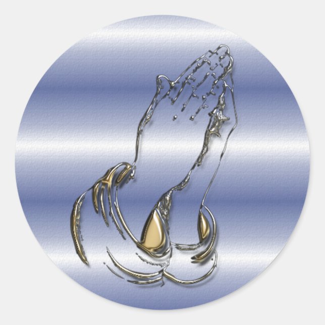 KRW Praying Hands 3 Zoll Blue Stickers (Vorderseite)