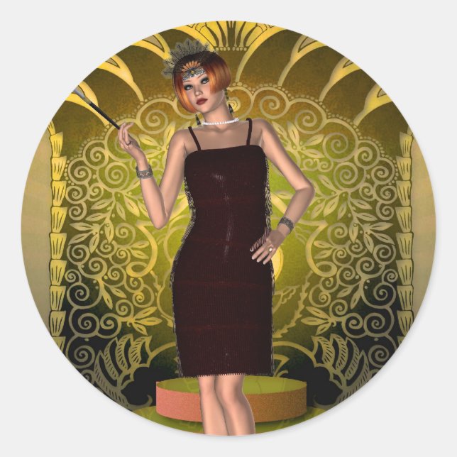 KRW Putting on Ritz Deko Flapper II Runder Aufkleber (Vorderseite)