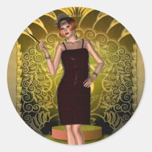 KRW Putting on the Ritz Deco Flapper II Runder Aufkleber