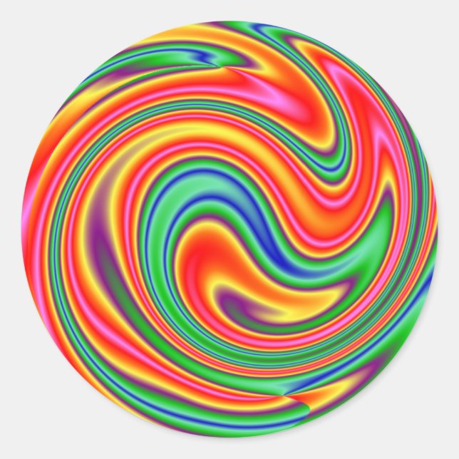 KRW Rainbow Swirl Runder Aufkleber (Vorderseite)