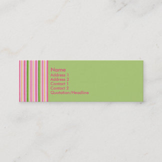 KRW Retro rosa und grüne Streifen-Visitenkarte Mini Visitenkarte