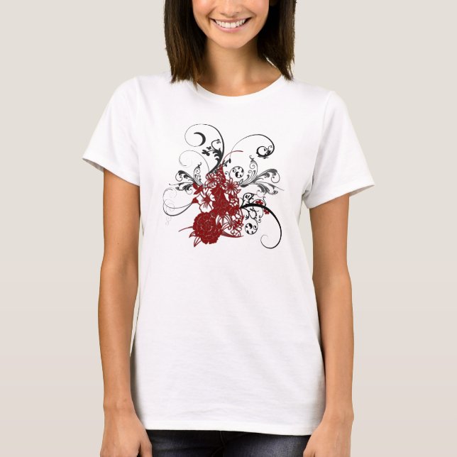 KRW-roter BlumenSchmutz T-Shirt (Vorderseite)