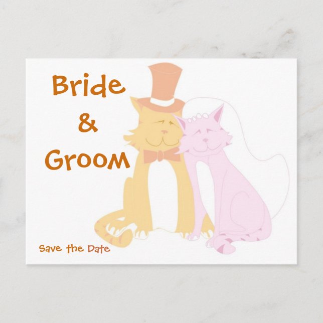KRW Save the Date Cats Custom Wedding Card Ankündigungspostkarte (Vorderseite)