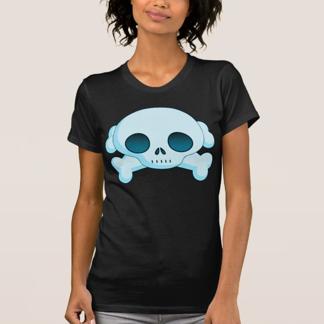 KRW-Totenkopf mit gekreuzter Knochen-Blau T-Shirt (Vorderseite)