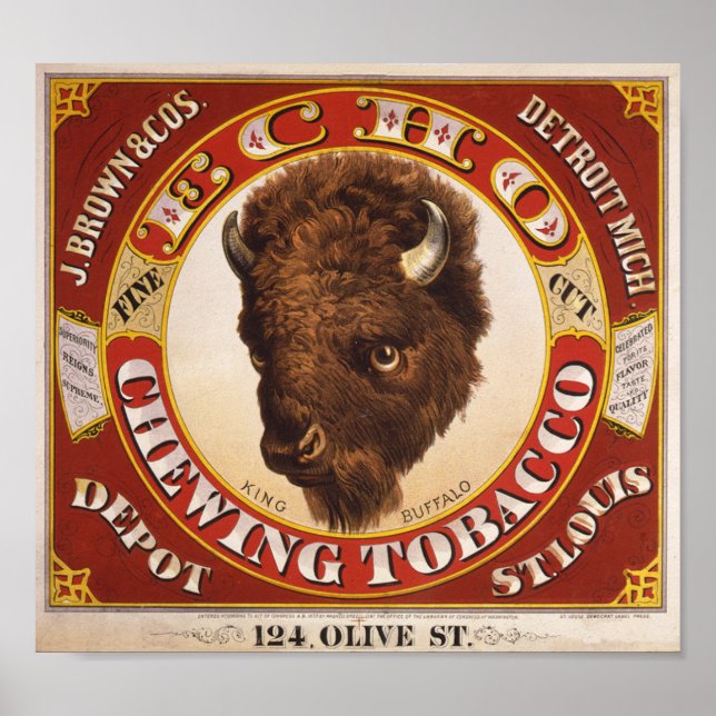 KRW Vintag 1873 Echo Chewing Tobacco Label Poster (Vorne)
