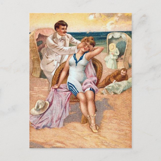 KRW Vintag Beach Illustration Postkarte (Vorderseite)