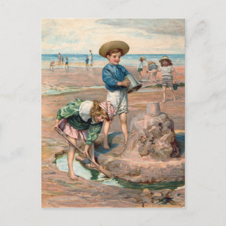 KRW Vintag Beach Illustration Postkarte
