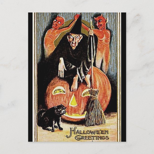 KRW Vintag Halloween-Grüße Postkarte (Vorderseite)