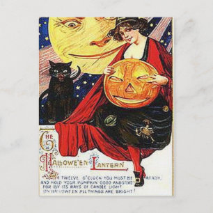 KRW Vintag Halloween Lantern Postcard Postkarte
