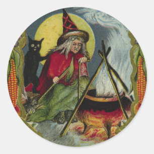 KRW Vintag Hexe und Cauldron Halloween Sticker