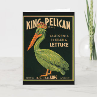 KRW Vintag King Pelican Lettuce Crate Label Karte