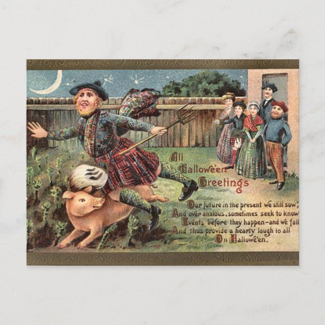 KRW Vintag Scottish Halloween Postkarte (Vorderseite)
