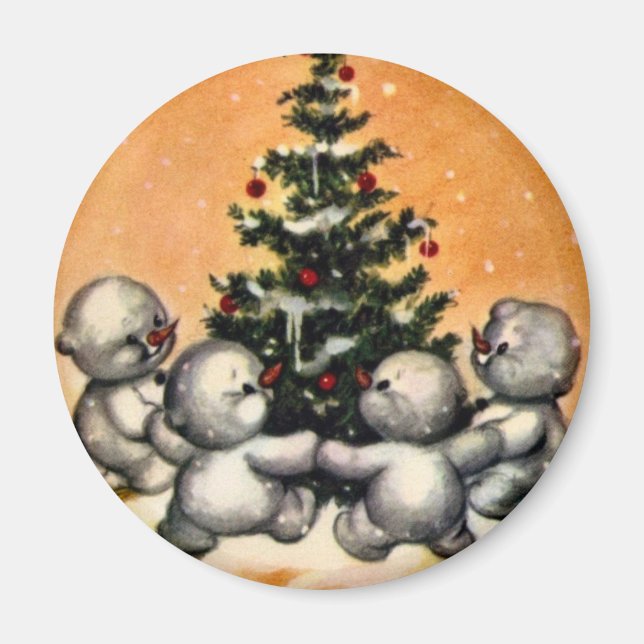 KRW Vintag Snowman Family Christmas Magnet (Vorne)