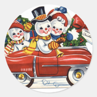 KRW Vintag Snowmen Car Holiday Sticker