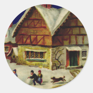 KRW Vintag Winter Scene Holiday Sticker