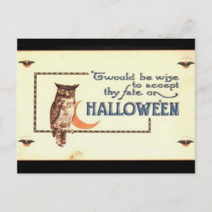 KRW Vintage Halloween Owl Feiertagspostkarte