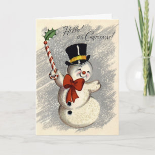 KRW Vintage Happy Schneemann Weihnachtskarte Feiertagskarte