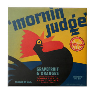 KRW Vintage Morning Judge Hahn Grapefruit Etikett Fliese