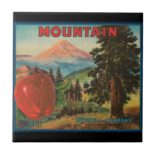 KRW Vintage-Mountain-Äpfel Obstkisten-Etikett Fliese