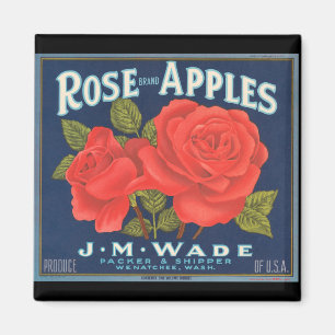 KRW Vintage Rose Äpfel Fruchtkiste Etikett Magnet