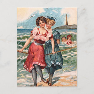 KRW Vintage Strand Illustrations Postkarte