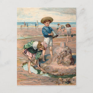 KRW Vintage Strand Illustrations Postkarte