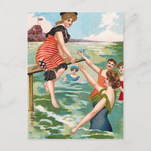 KRW Vintage Strand Illustrations Postkarte