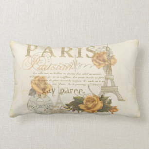 KRW Vintage Style Paris Rosen Eiffelturm Kissen
