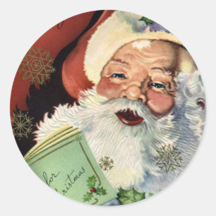 KRW Vintage Weihnachtsmann Weihnachten Runder Aufkleber