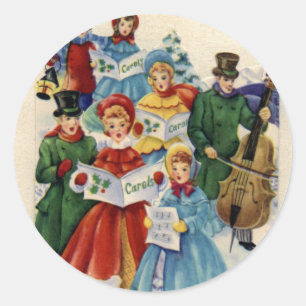 KRW Vintage Weihnachtssänger Feiertagssticker Runder Aufkleber