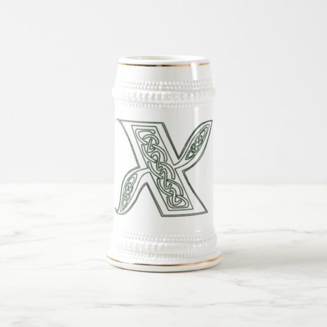 KRW - X - Keltischer mit Monogramm Stein Bierglas (Mittel)