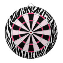 KRWzebra-Schwarzes und rosa Girly Dartboard
