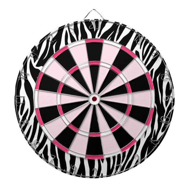 KRWzebra-Schwarzes und rosa Girly Dartboard Dartscheibe (vorne)