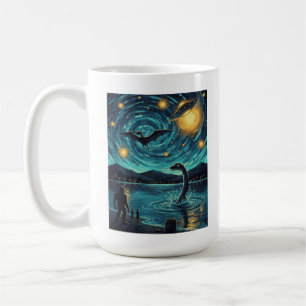 Kryptid-Nachtszene Nessie Pterosaurier Bigfoot See Kaffeetasse