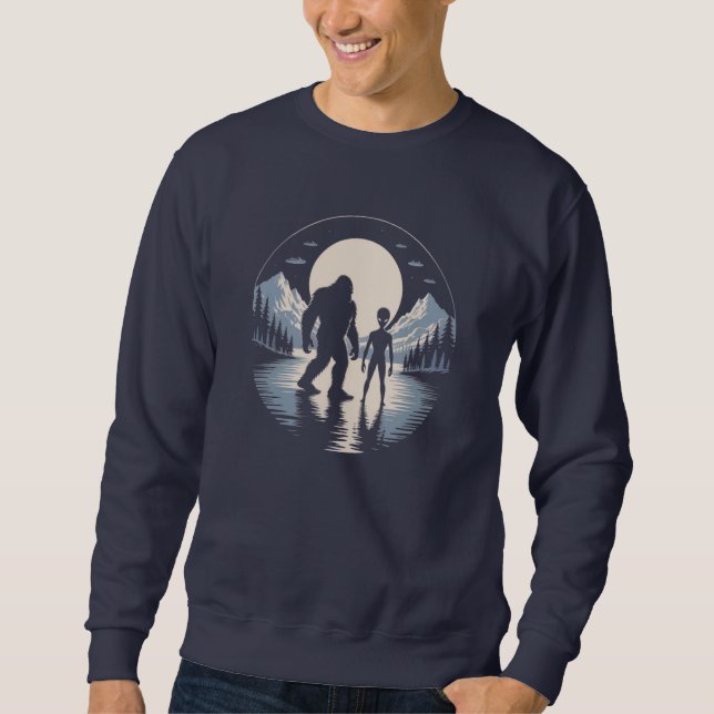 Kryptid UFO Bigfoot Alien Begegnung Sweatshirt (Vorderseite)
