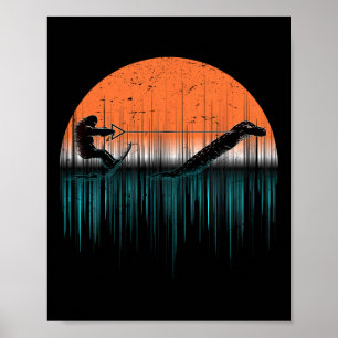 Kryptid-Wasserskilaufen Loch Ness Monster Lustig B Poster