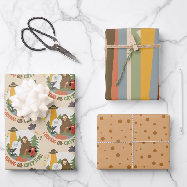 Kryptiden für Kinder Geschenkpapier Set (Vorderseite)