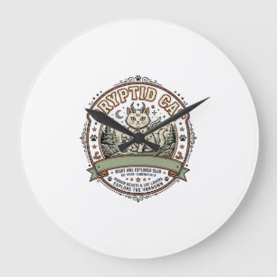 Kryptiden-Katze Kryptiden-Katze Vintage-Vektor-Art Große Wanduhr