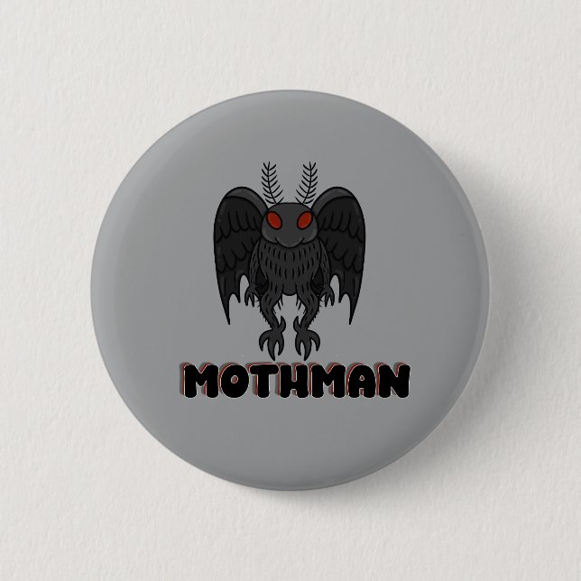 Kryptiden-Mothman-Rote-Augen-Design-Grafik-Button Button (Vorderseite)