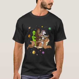 Kryptider Außerirdischer Bigfoot Einhorn reitet Ja T-Shirt