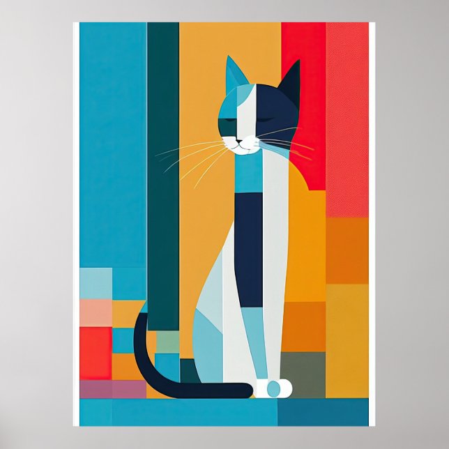 Kryptische Cat Pop Art Poster (Vorne)