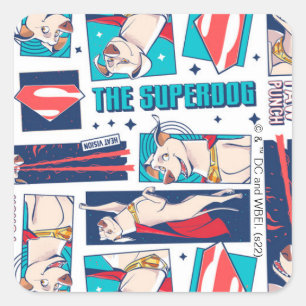 Krypto Comic Panel Muster Quadratischer Aufkleber