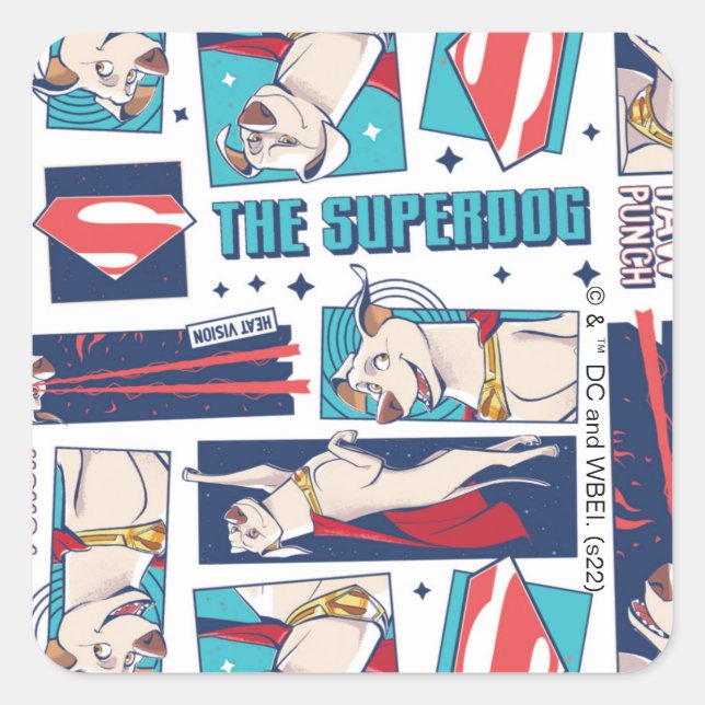 Krypto Comic Panel Muster Quadratischer Aufkleber (Vorderseite)