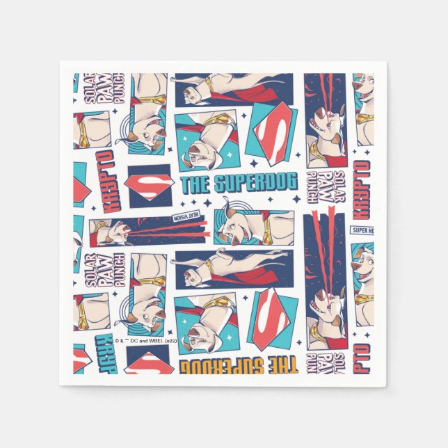 Krypto Comic Panel Muster Serviette (Vorderseite)